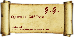 Gyurnik Génia névjegykártya